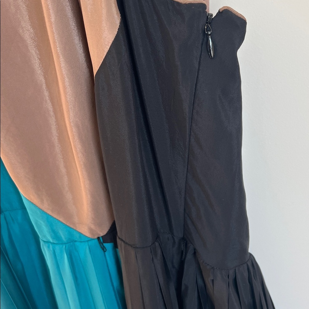 🕶️Vince Camuto Teal Taupe Black Halter colorblock dress 14 - Picture 10 of 10